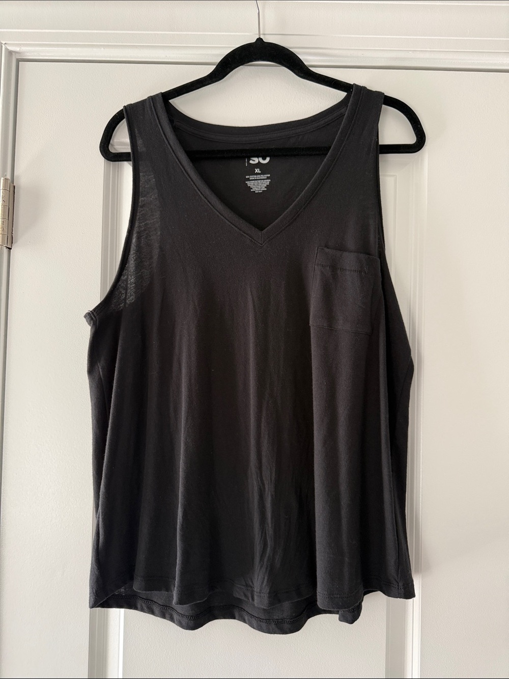 SO Black V-Neck Tank Top with Pocket